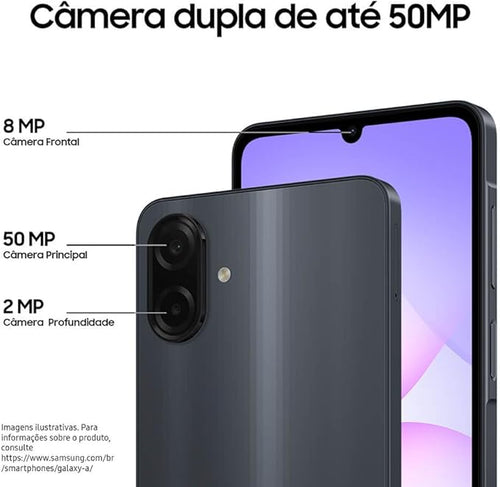 Samsung Galaxy A07 256GB 8GB RAM Preto – Tela 6,7" 90Hz, Câmera 50MP, Helio G99, Android 15 e IP54