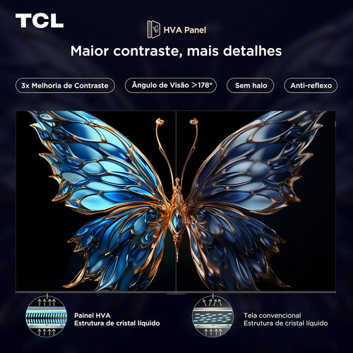 Smart TV TCL 65" QLED 4K Google TV P7K | HDR10+, Dolby Vision e Dolby Atmos