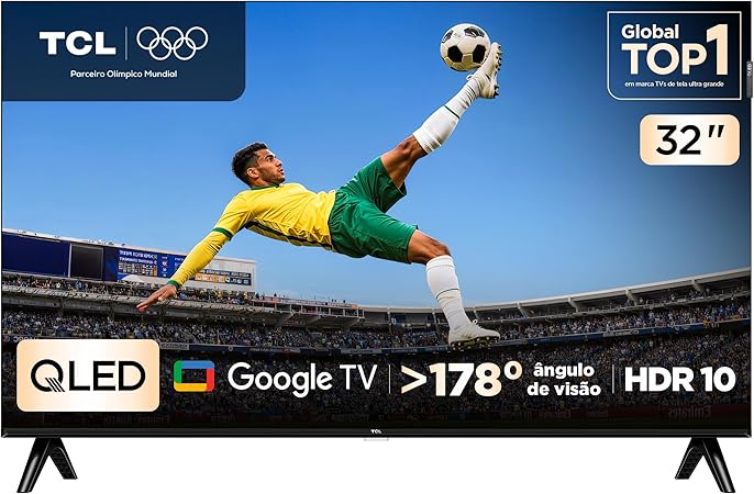 Smart TV TCL QLED 32" 32S5K Full HD com Google TV, HDR10, Dolby Audio e Google Cast