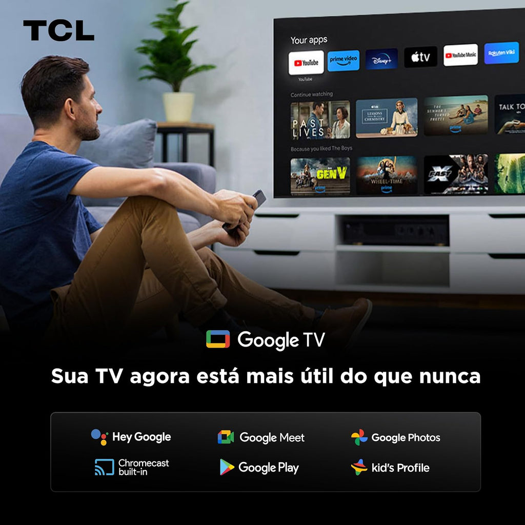 Smart TV TCL 65" QLED 4K Google TV P7K | HDR10+, Dolby Vision e Dolby Atmos