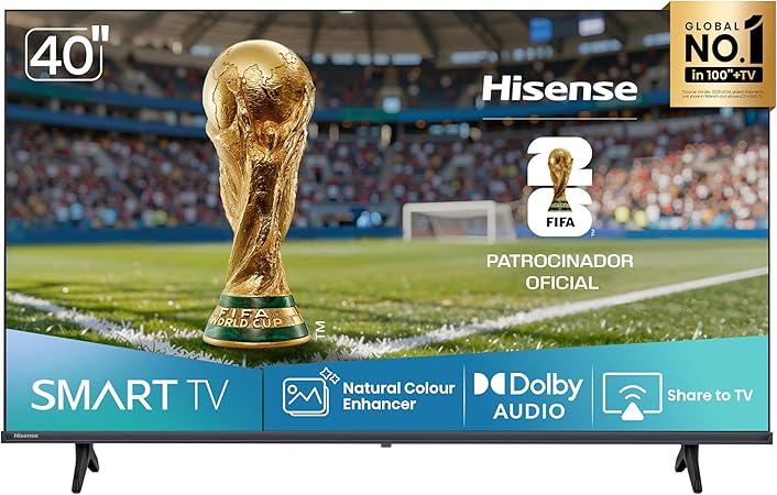 Smart TV Hisense 40" Full HD 40A4NV com HDR10, DTS Virtual, Alexa e Google Home